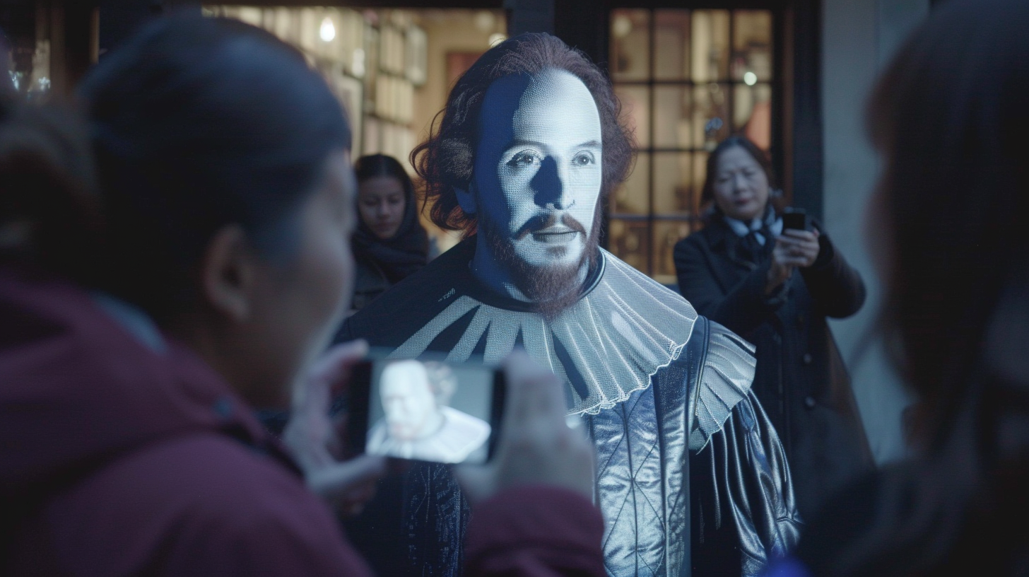 1UP AR concept: a holographic William Shakespeare in the street