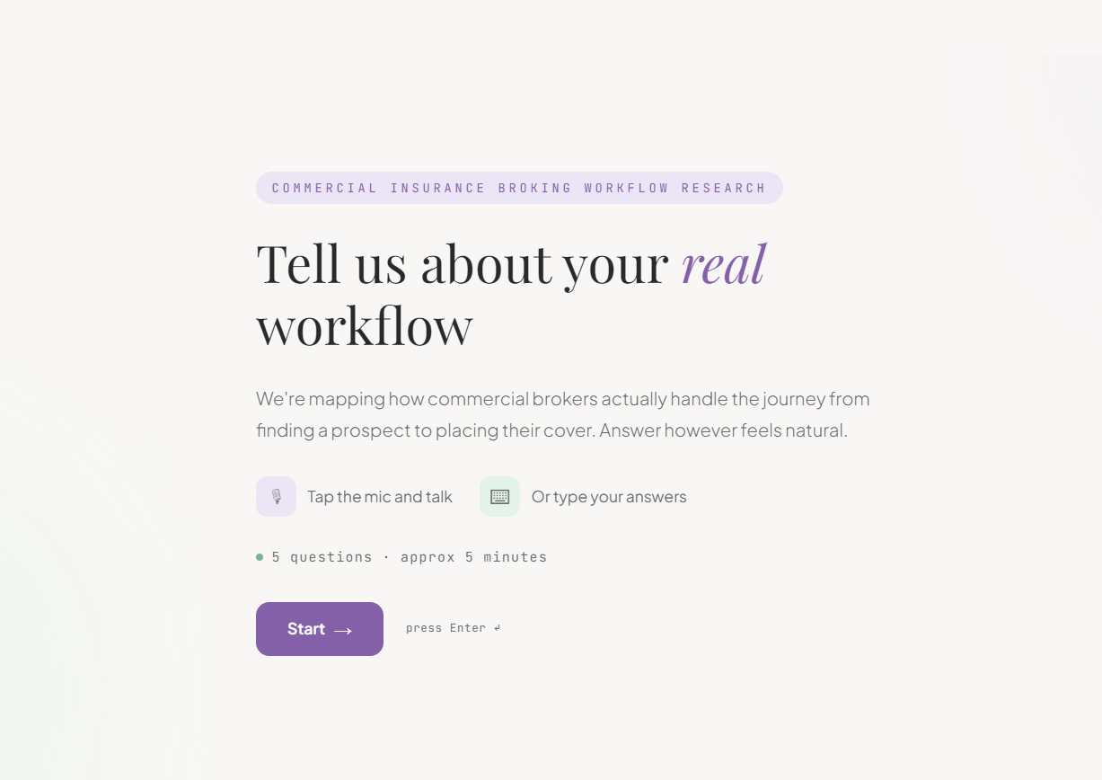 Uncomplxd AI voice survey form interface